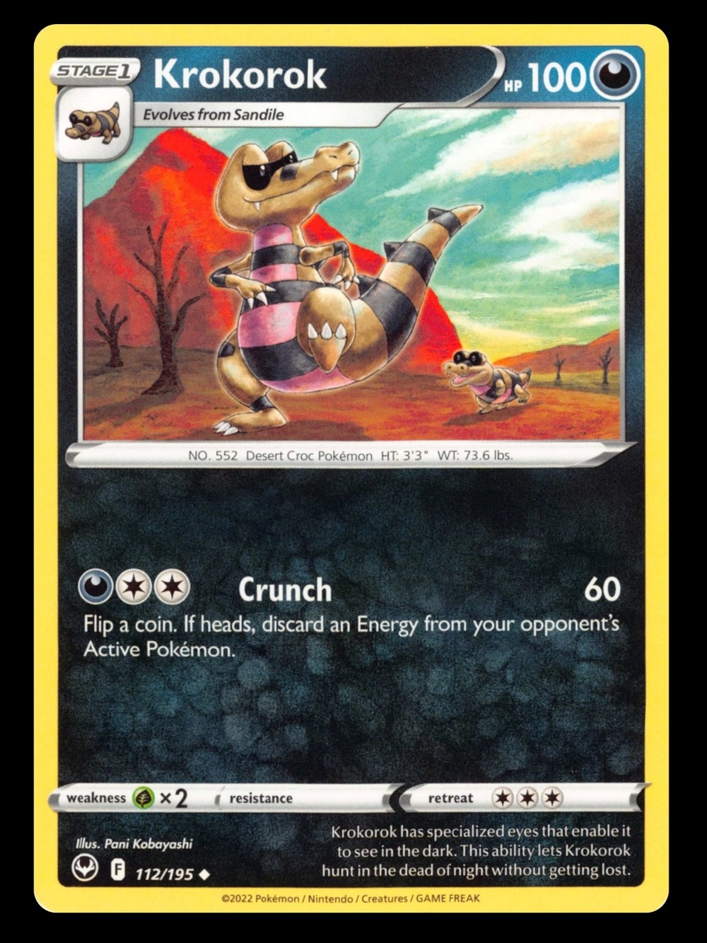 POKEMON CARD TCG - Krokorok - Silver Tempest - Uncommon - 112/195
